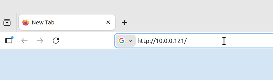 Entering the modem IP address in the browser