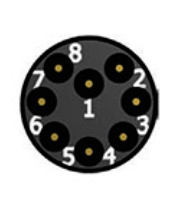 8-pin male SubConn connector pinout, face view