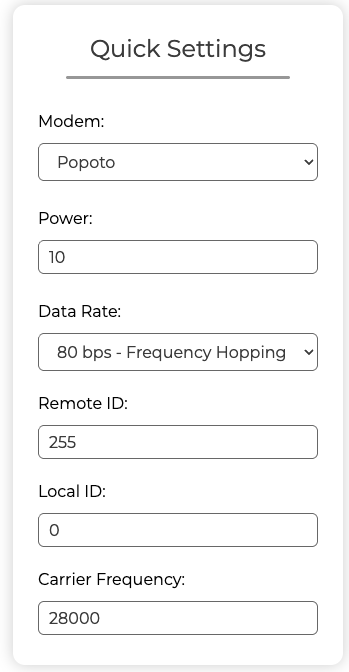 Web UI Comms Settings