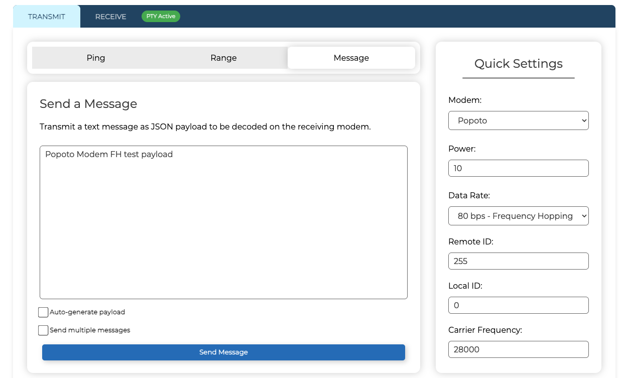 Web UI Comms Transmit
