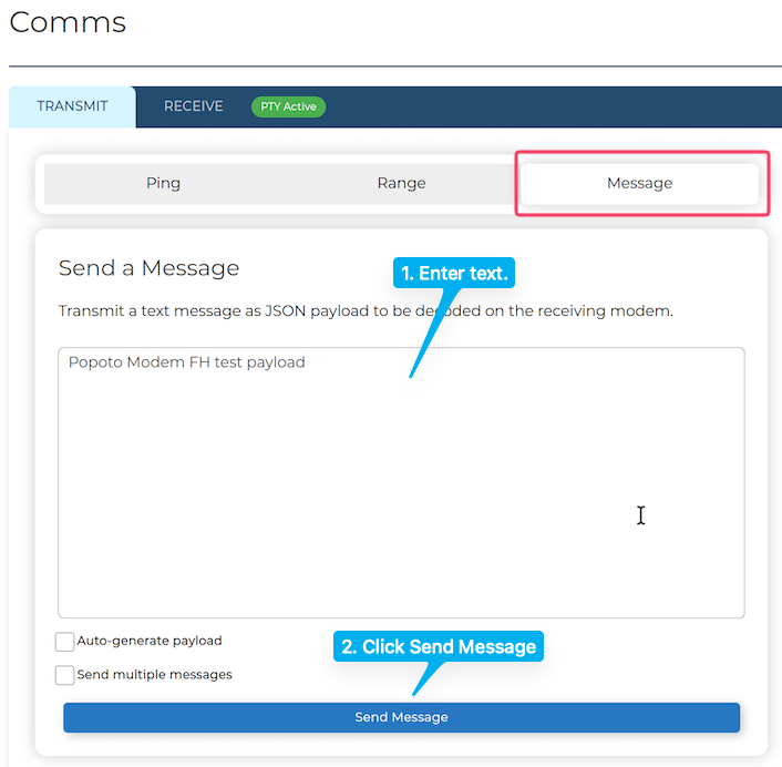 Web UI Send Message